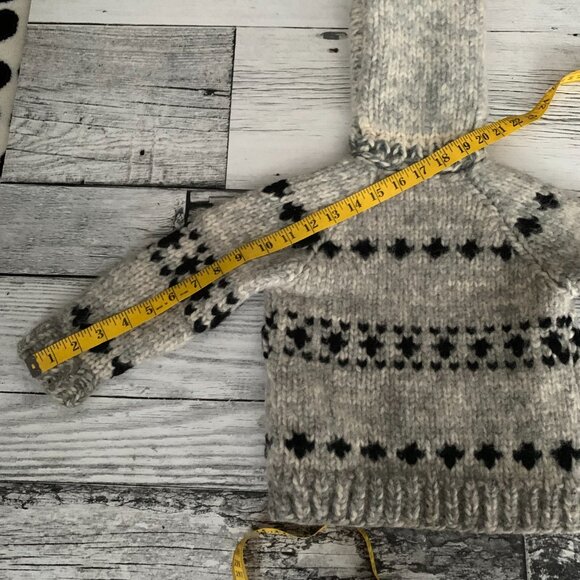 Vintage Cowichan Sweater Hand knit Wool Kids 2T Full Zip Hooded Cardigan Jacket - Picture 10 of 11